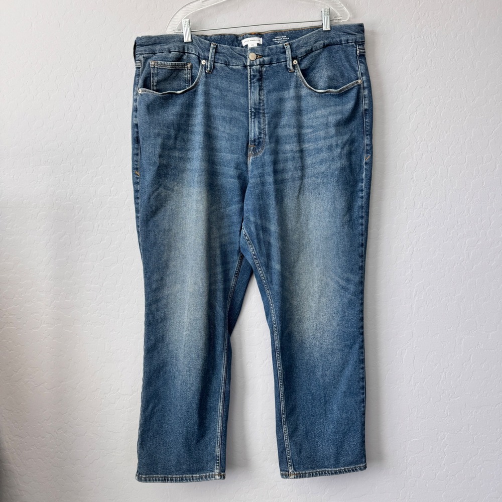 Good American 20 Good Icon Straight Ankle Jeans Blue High Rise Medium Wash